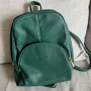 Faux Leather Small Backpack - Green